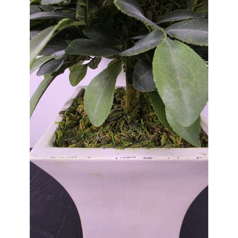 Vintage 2003 Target Faux Boxwood 2-Ball Double Topiary Tree White Ceramic...